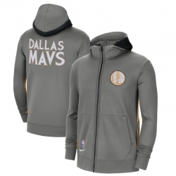 Men Nike Dallas Mavericks Gray City Edition Showtime Full Zip Hoodie