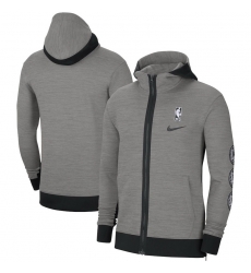 Men Nike Dallas Mavericks Heathered Charcoal Authentic Showtime Performance Full Zip Hoodie Jacket