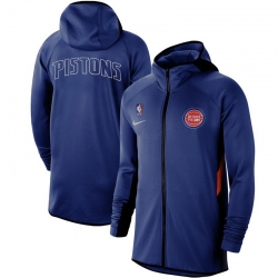 Men Nike Detroit Pistons Blue Authentic Showtime Therma Flex Performance Full Zip Hoodie