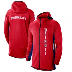 Men Nike Detroit Pistons RedBlue 201920 Earned Edition Showtime Full Zip Performance Hoodie