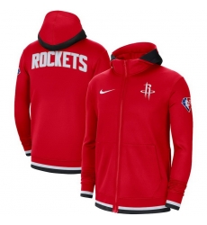 Men Houston Rockets Nike 75th Anniversary Performance Showtime Full Zip Hoodie Jacket   Red