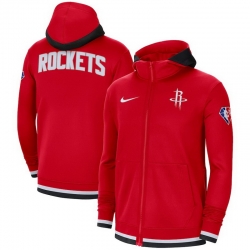 Men Houston Rockets Nike 75th Anniversary Performance Showtime Full Zip Hoodie Jacket   Red