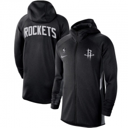 Men Nike Houston Rockets Heathered Black Authentic Showtime Therma Flex Performance Full Zip Hoodie