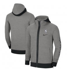 Men Nike Houston Rockets Heathered Charcoal Authentic Showtime Performance Full Zip Hoodie Jacket