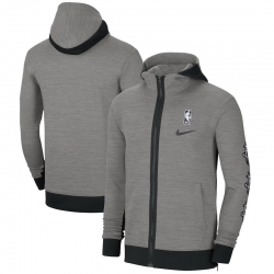 Men Nike Houston Rockets Heathered Charcoal Authentic Showtime Performance Full Zip Hoodie Jacket