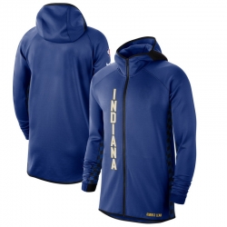 Men Nike Indiana Pacers BlueWhite 201920 Earned Edition Showtime Full Zip Performance Hoodie