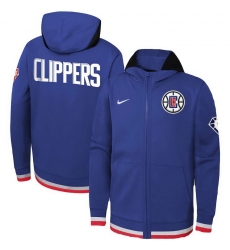 Men LA Clippers Nike Youth Logo Showtime Performance Full Zip Hoodie   Royal