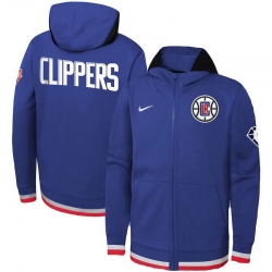 Men LA Clippers Nike Youth Logo Showtime Performance Full Zip Hoodie   Royal