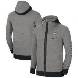 Men Nike Los Angeles Clippers Heathered Charcoal Authentic Showtime Performance Full Zip Hoodie Jacket