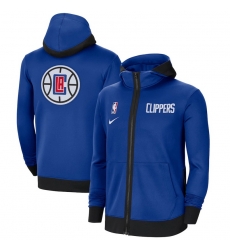 Men Nike Los Angeles Clippers Royal Authentic Showtime Performance Full Zip Hoodie Jacket