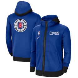 Men Nike Los Angeles Clippers Royal Authentic Showtime Performance Full Zip Hoodie Jacket