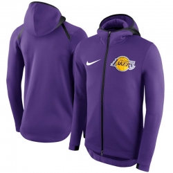 Men Los Angeles Lakers Nike Showtime Therma Flex Performance Full Zip Hoodie Purple