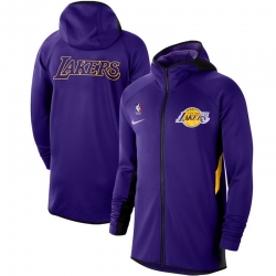 Men Nike Los Angeles Lakers Purple Showtime Therma Flex Performance Full Zip Hoodie