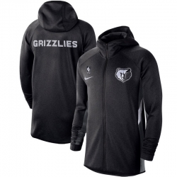 Men Nike Memphis Grizzlies Heathered Black Authentic Showtime Therma Flex Performance Full Zip Hoodie