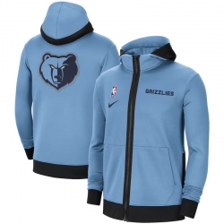 Men Nike Memphis Grizzlies Light Blue Authentic Showtime Performance Full Zip Hoodie Jacket