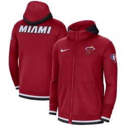 Men Miami Heat Nike 75th Anniversary Performance Showtime Full Zip Hoodie Jacket   Red