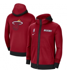 Men Nike Miami Heat Red Authentic Showtime Performance Full Zip Hoodie Jacket