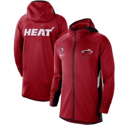 Men Nike Miami Heat Red Authentic Showtime Therma Flex Performance Full Zip Hoodie