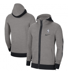 Men Nike Milwaukee Bucks Heathered Charcoal Authentic Showtime Performance Full Zip Hoodie Jacket