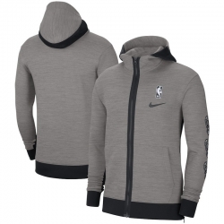 Men Nike Milwaukee Bucks Heathered Charcoal Authentic Showtime Performance Full Zip Hoodie Jacket