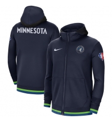 Men Minnesota Timberwolves Nike 75th Anniversary Performance Showtime Full Zip Hoodie Jacket   Navy