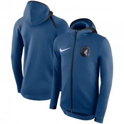 Men Minnesota Timberwolves Nike Showtime Therma Flex Performance Full Zip Hoodie Blue