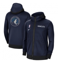 Men Nike Minnesota Timberwolves Navy Authentic Showtime Performance Full Zip Hoodie Jacket