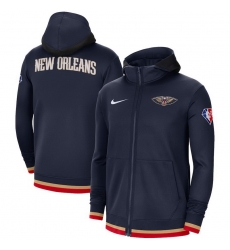 Men New Orleans Pelicans Nike 75th Anniversary Performance Showtime Full Zip Hoodie Jacket   Navy