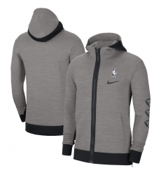 Men Nike New Orleans Pelicans Heathered Charcoal Authentic Showtime Performance Full Zip Hoodie Jacket