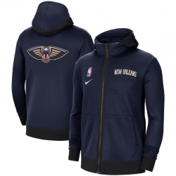 Men Nike New Orleans Pelicans Navy Authentic Showtime Performance Full Zip Hoodie Jacket