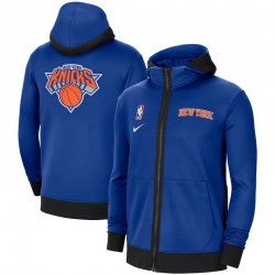 Men Nike New York Knicks Blue Authentic Showtime Performance Full Zip Hoodie Jacket