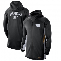 Men Nike Oklahoma City Thunder BlackWhite 201920 Earned Edition Showtime Full Zip Performance Hoodie