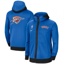 Men Nike Oklahoma City Thunder Blue Authentic Showtime Performance Full Zip Hoodie Jacket