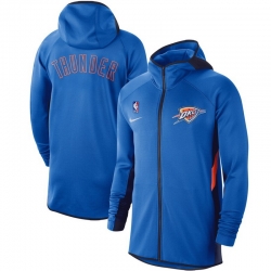 Men Nike Oklahoma City Thunder Blue Authentic Showtime Therma Flex Performance Full Zip Hoodie