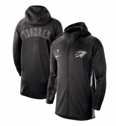 Men Nike Oklahoma City Thunder Heathered Black Authentic Showtime Therma Flex Performance Full Zip Hoodie