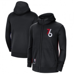 Men Nike Philadelphia 76ers Black City Edition Showtime Full Zip Hoodie