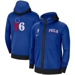 Men Nike Philadelphia 76ers Royal Authentic Showtime Performance Full Zip Hoodie Jacket