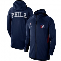 Men Nike Philadelphia 76ers Royal Authentic Showtime Performance Raglan Full Zip Hoodie