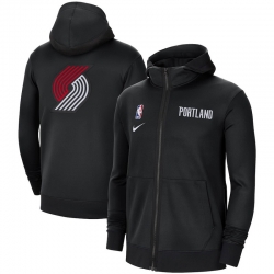 Men Nike Portland Trail Blazers Black Authentic Showtime Performance Full Zip Hoodie Jacket