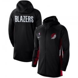 Men Nike Portland Trail Blazers Black Authentic Showtime Therma Flex Performance Full Zip Hoodie