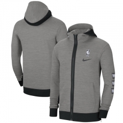 Men Nike Sacramento Kings Heathered Charcoal Authentic Showtime Performance Full Zip Hoodie Jacket