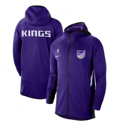 Men Nike Sacramento Kings Purple Authentic Showtime Therma Flex Performance Full Zip Hoodie