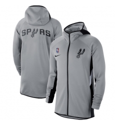 Men Nike San Antonio Spurs Silver Authentic Showtime Therma Flex Performance Full Zip Hoodie