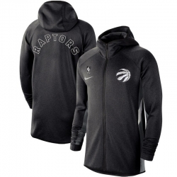 Men Nike Toronto Raptors Heathered Black Authentic Showtime Therma Flex Performance Full Zip Hoodie