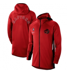 Men Nike Toronto Raptors Red Authentic Showtime Therma Flex Performance Full Zip Hoodie