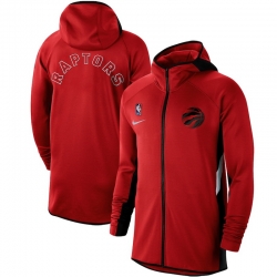 Men Nike Toronto Raptors Red Authentic Showtime Therma Flex Performance Full Zip Hoodie