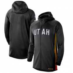 Men Nike Utah Jazz BlackWhite 201920 Earned Edition Showtime Full Zip Performance Hoodie