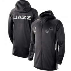 Men Nike Utah Jazz Heather Black Authentic Showtime Therma Flex Performance Full Zip Hoodie