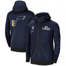 Men Nike Utah Jazz Navy Authentic Showtime Performance Full Zip Hoodie Jacket