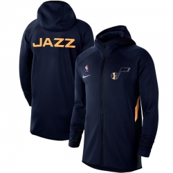 Men Nike Utah Jazz Navy Authentic Showtime Therma Flex Performance Full Zip Hoodie